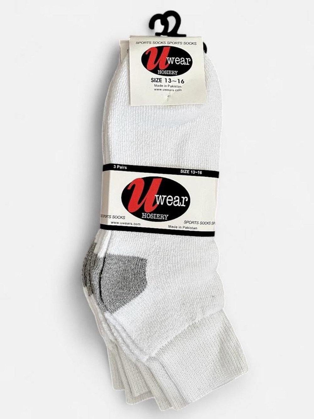 Men’s White and Grey Athletic Socks - 3 Pairs in Pack